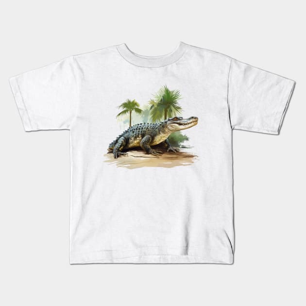 American Alligator Kids T-Shirt by zooleisurelife